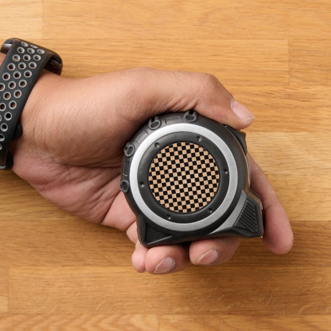 Cinta Métrica Modern Black and Wood Art Square Pattern (Hogar)