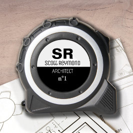 Cinta Métrica Moderno arquitecto de profesión negro y blanco