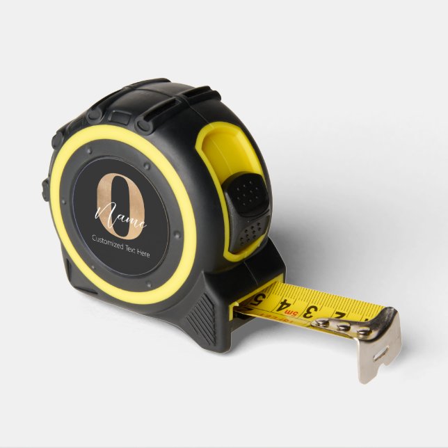 Cinta Métrica Moderno Monogramado inicial O y nombre personaliza (Ángulo)