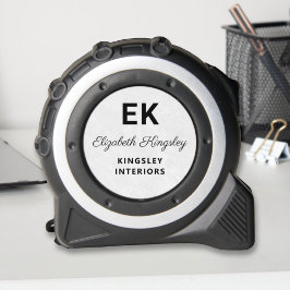 Cinta Métrica Moderno y elegante nombre de mármol blanco y negoc