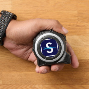 Cinta Métrica Monograma azul personalizado