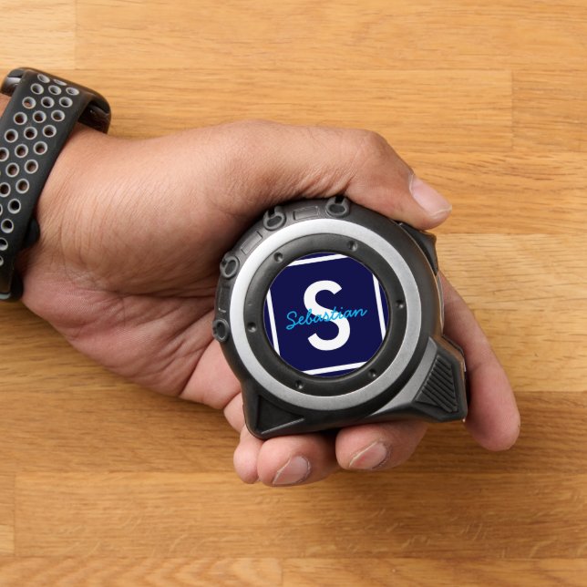 Cinta Métrica Monograma azul personalizado (Hogar)