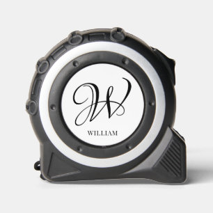 Cinta Métrica Monograma blanco elegante personalizado inicial