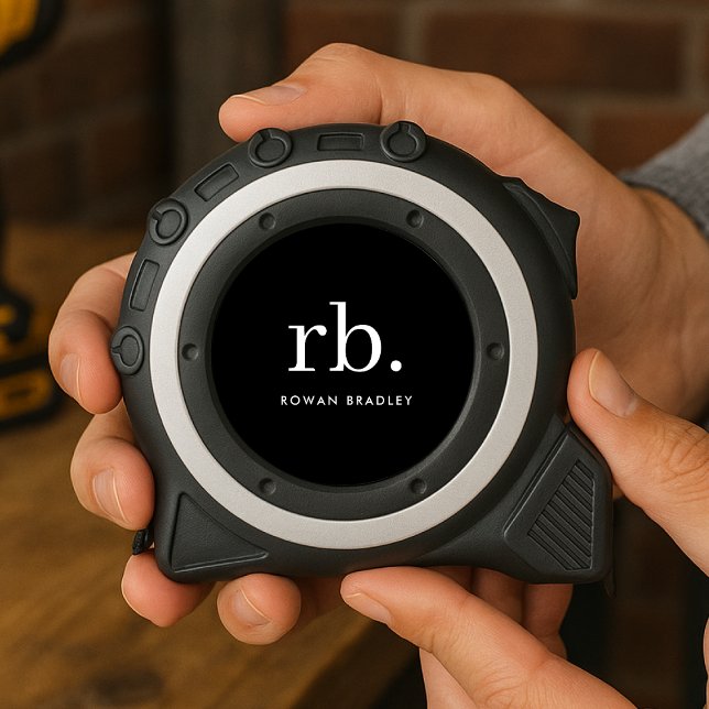 Cinta Métrica Monograma Clásico Elegante Mínimo Negro y Blanco (Subido por el creador)