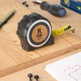 Cinta Métrica Monograma de Iniciales Rustic Wood Minimalista 3