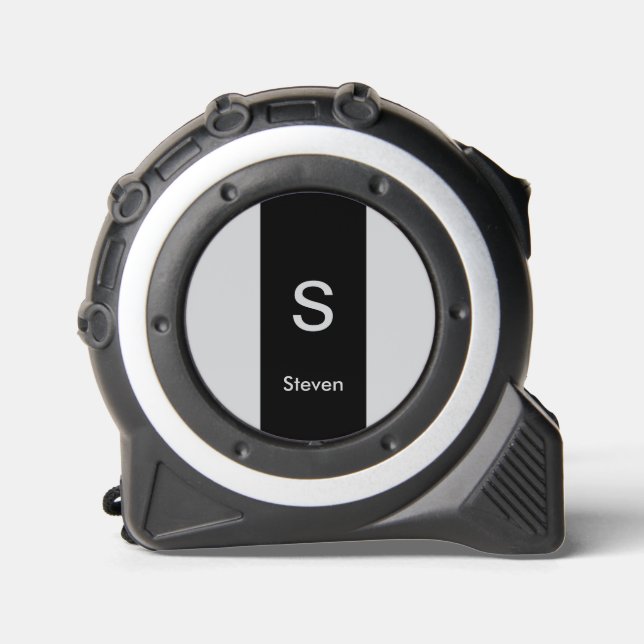 Cinta Métrica Monograma dos tonos negro moderno y gris (Anverso)