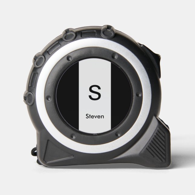 Cinta Métrica Monograma dos tonos negro moderno y gris claro (Anverso)