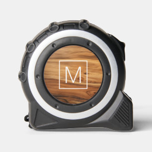 Cinta Métrica Monograma elegante inicial de madera pulida