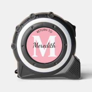 Cinta Métrica Monograma mínimo moderno Nombre personalizado rosa
