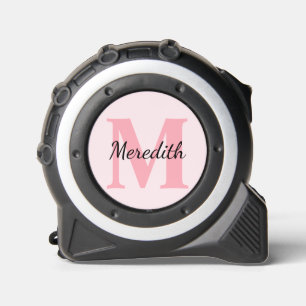 Cinta Métrica Monograma moderno Nombre personalizado rosa