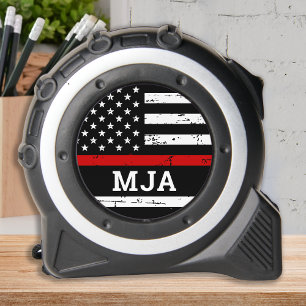 Cinta Métrica Monograma Personalizado de bandera de bomberos del