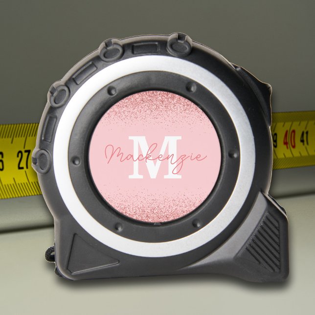 Cinta Métrica Monograma Purpurina rosa para mujeres (Subido por el creador)