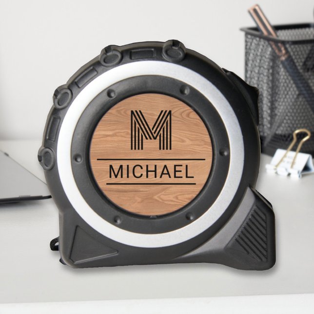 Cinta Métrica Monograma ruso moderno inicial sobre grano de made (Subido por el creador)