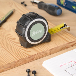 Cinta Métrica Monograma y nombre personalizados verde sabio mode