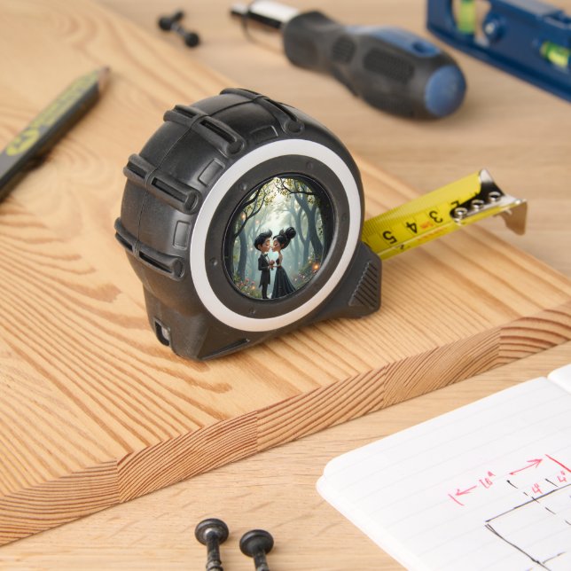 Cinta Métrica Moonlit Vows – A Cute Gothic Wedding Moment.  (Carpintería)