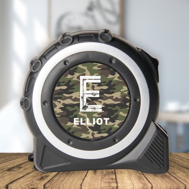 Cinta Métrica Nombre de niños monogramo de camuflaje manipulado (Subido por el creador)