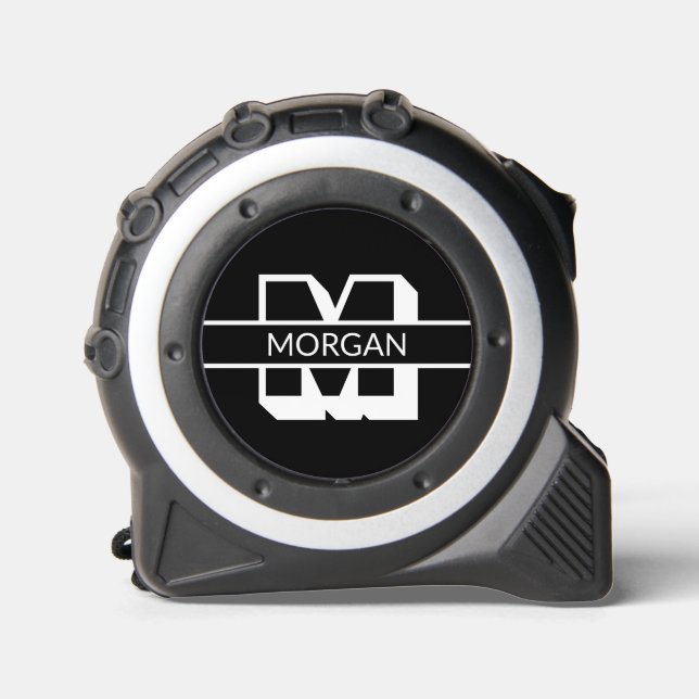 Cinta Métrica Nombre inicial en negrita blanco negro monocasco m (Anverso)