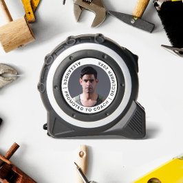 Cinta Métrica Nombre Personalizado Foto Coach Blanco Negro Moder