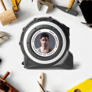 Cinta Métrica Nombre Personalizado Foto Coach Blanco Negro Moder