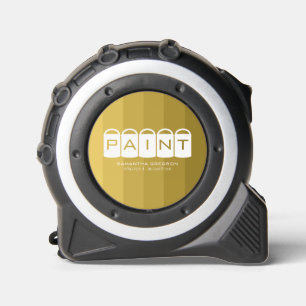 Cinta Métrica Ombre de oro, baldes de pintura, pintador y decora