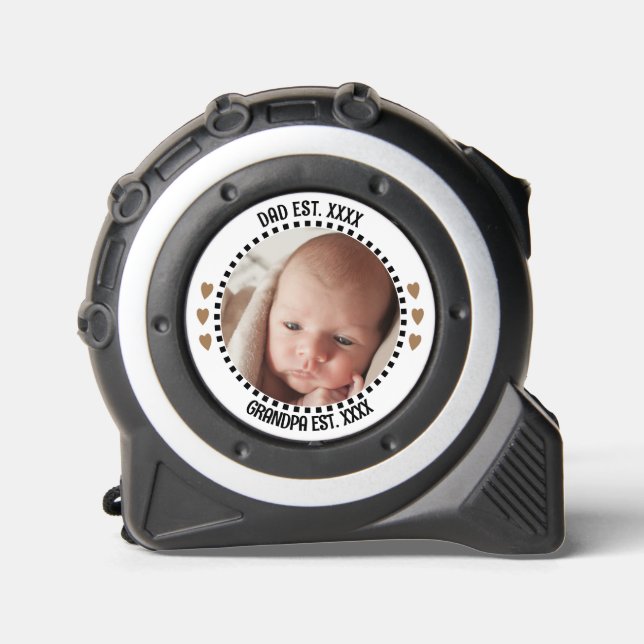 Cinta Métrica Papá / abuelo est. años agregar foto marrón negro (Anverso)