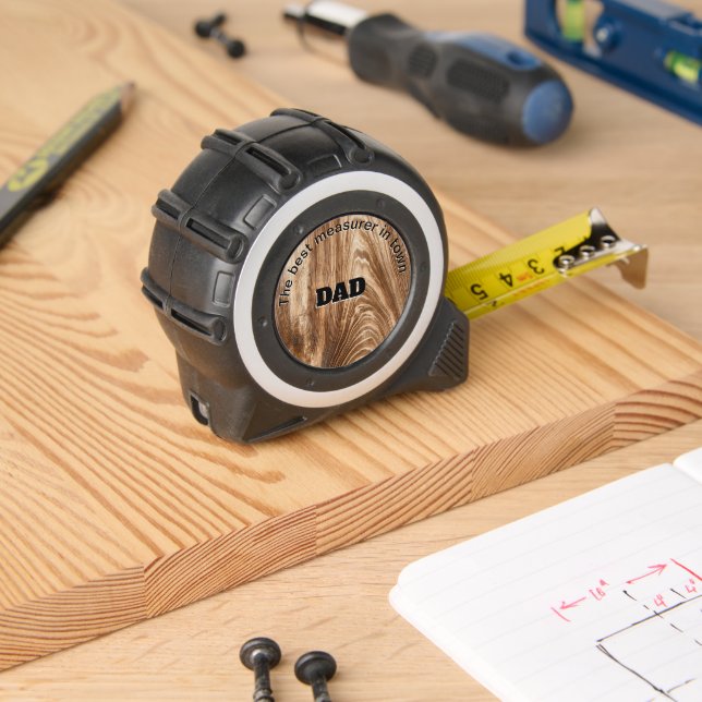 Cinta Métrica Papá personalizado del diseño de madera (Carpintería)