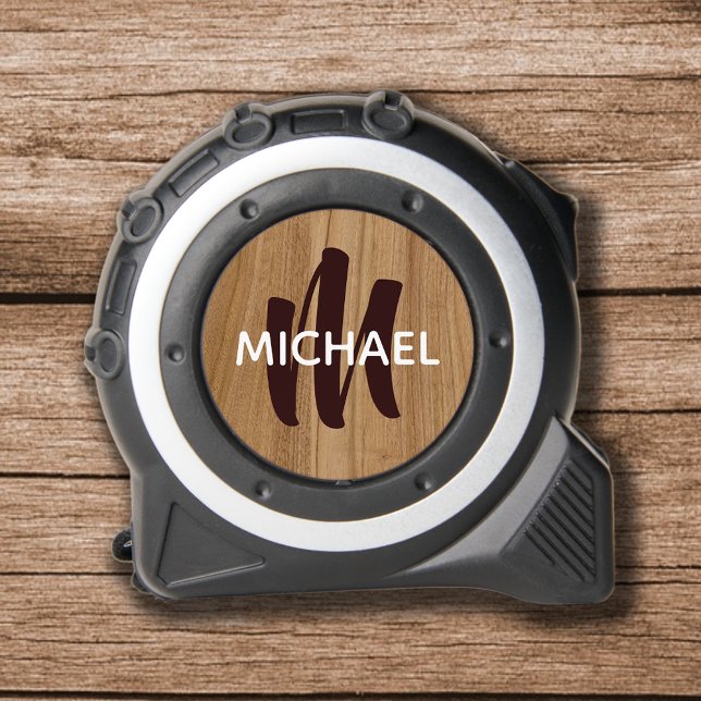 Cinta Métrica para él un Monograma de Madera Rústica (Subido por el creador)