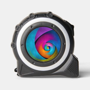 Cinta Métrica Patrón azul rosado del arte del resumen floral mod