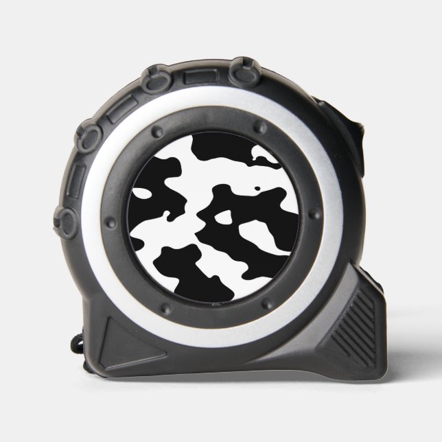 Cinta Métrica Patrón de vaca negro y blanco (Anverso)