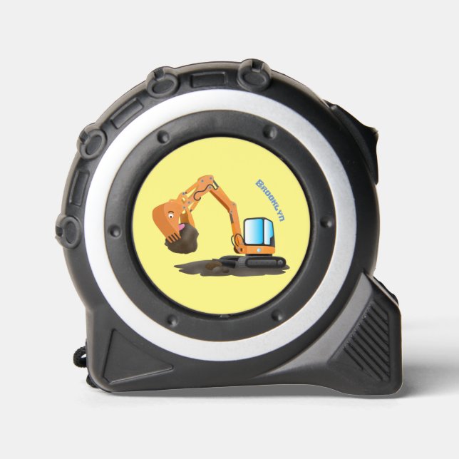 Cinta Métrica Personalizado de excavadora de naranja cúpula (Anverso)