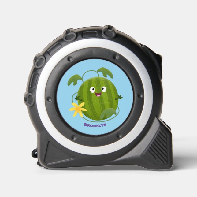 Cinta Métrica Personalizado de la sandía sonriente alegre (Anverso)
