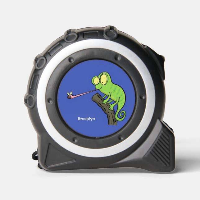 Cinta Métrica Personalizado de lagarto de camaleón verde lindo (Anverso)