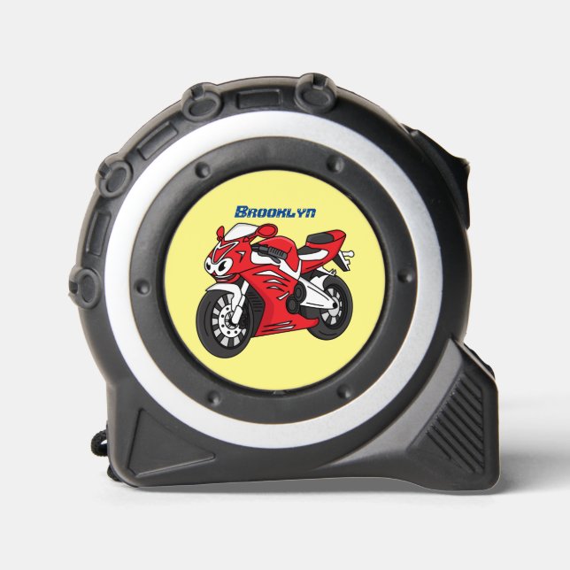 Cinta Métrica Personalizado de motocicleta roja (Anverso)