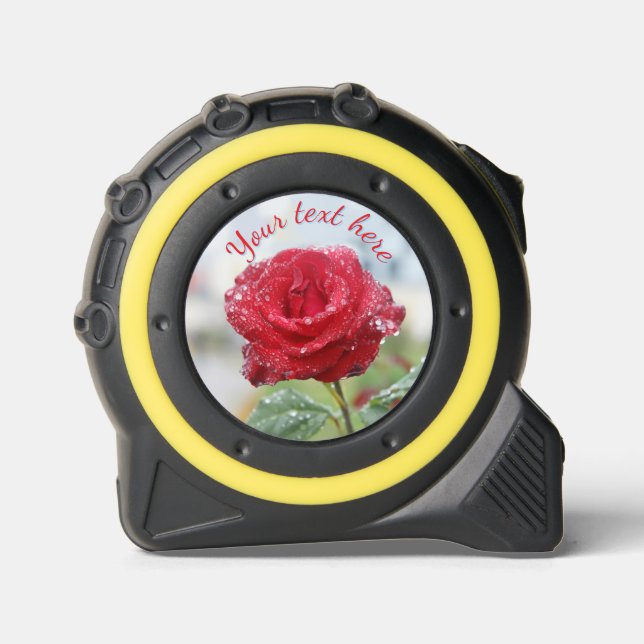 Cinta Métrica Rosa en gotas de lluvia (Anverso)