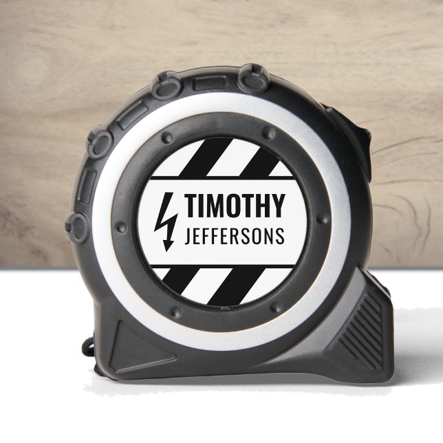 Cinta Métrica Rótulo de peligro Personalizado Línea Blanca delga (Dressed in the attention-commanding shades of white, black the iconic warning sign.)