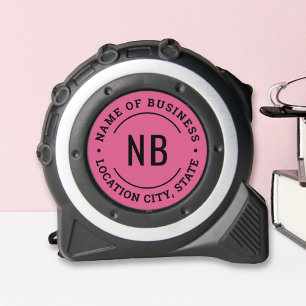 Cinta Métrica Sello de monograma comercial personalizado rosa in