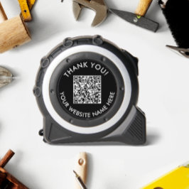 Cinta Métrica Sitio web comercial de código QR simple en blanco 