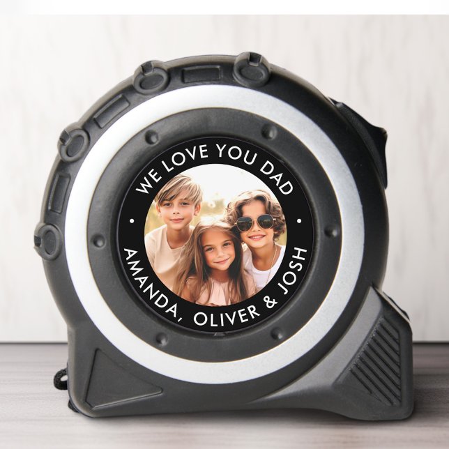 Cinta Métrica Te queremos foto blanca negra del día de tu padre (We love you dad father's day black white photo tape measure)