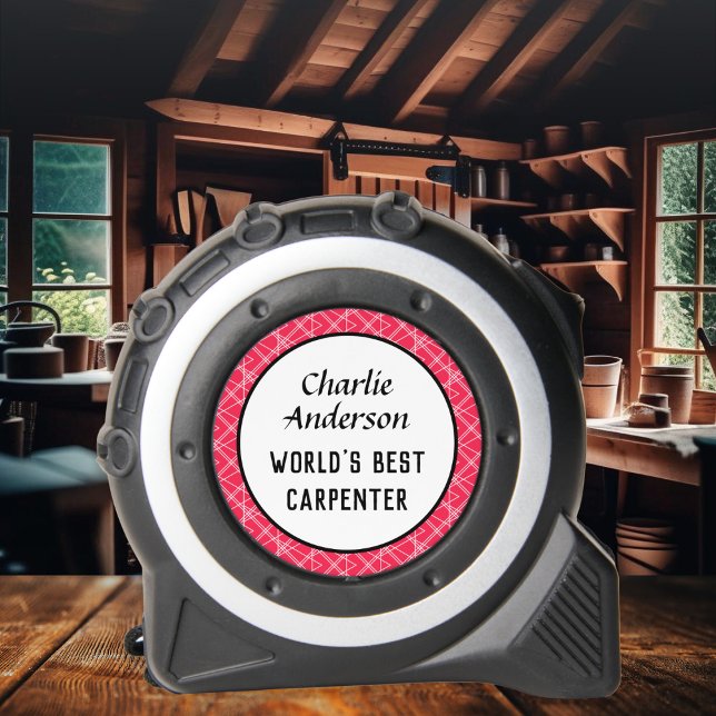 Cinta Métrica Tema del mejor carpintero del mundo (A personalized tape measure with 'World's Best Carpenter' caption)
