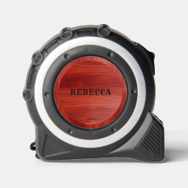Cinta Métrica Textura de madera de cerezo con dos monogramas per