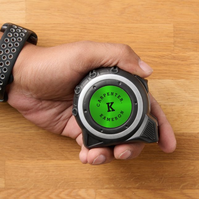 Cinta Métrica Textura verde metálica, monograma Personalizado |  (Hogar)