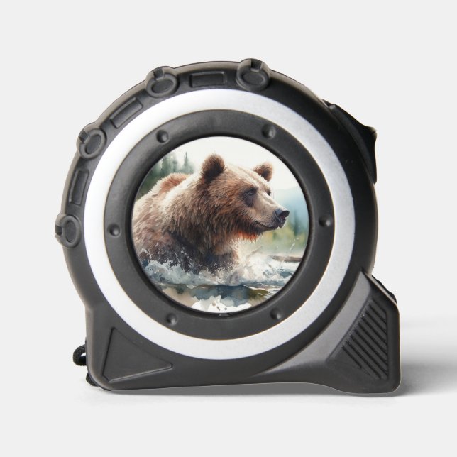 Cinta Métrica Vida silvestre Grizzly Oso Animal Naturaleza (Anverso)