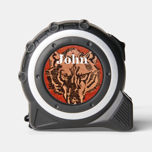 Cinta Métrica Wolf Head on Red (Anverso)