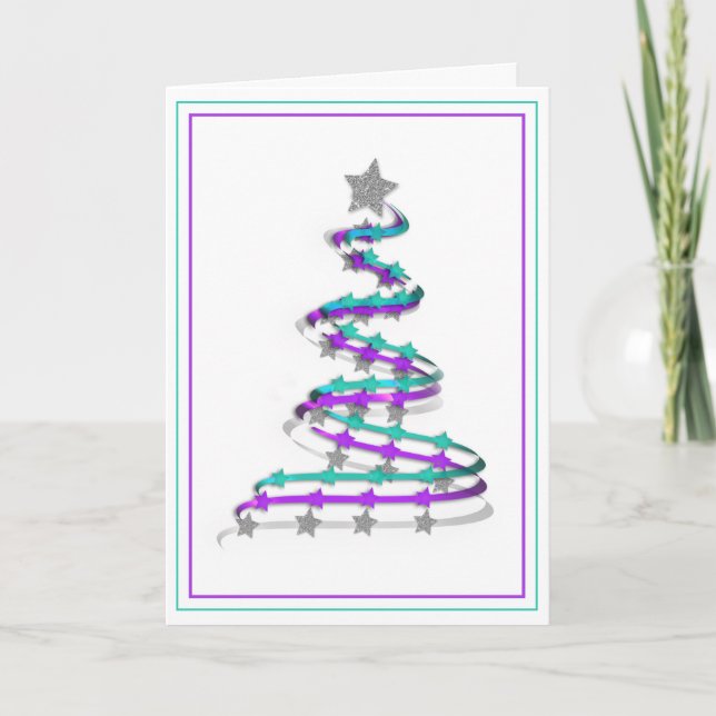 Cinta moderna de árbol de Navidad arte púrpura y V (Anverso)