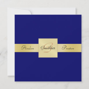 Cinta monograma Metalizado Blue Gold Invitación fo