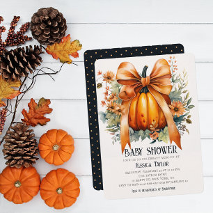 Cinta Naranja Calabaza Unisex Invitación de Baby S