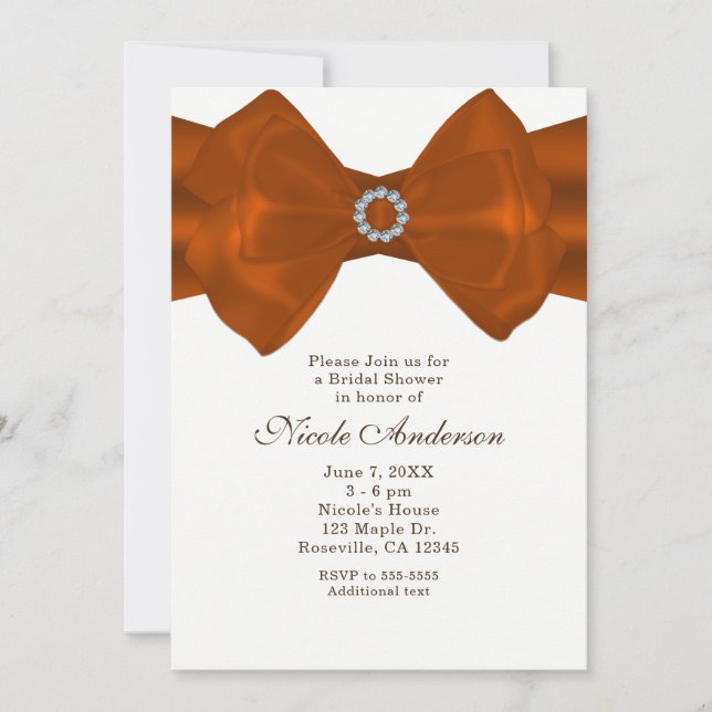 Cinta naranja y Diamantes Elegantes Invitaciones a (Anverso)
