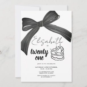 Cinta negra de vaca 21ª invitación de cumpleaños