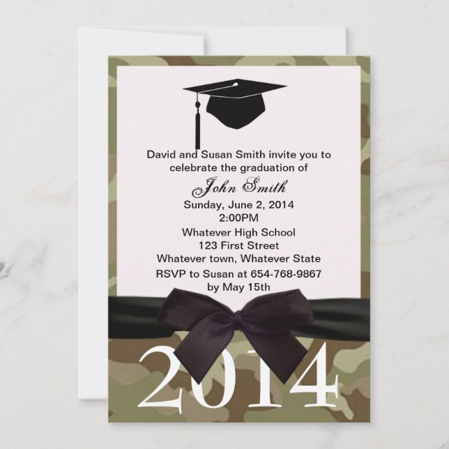 Cinta Negra E Invitación A La Graduación De Camufl (Anverso)
