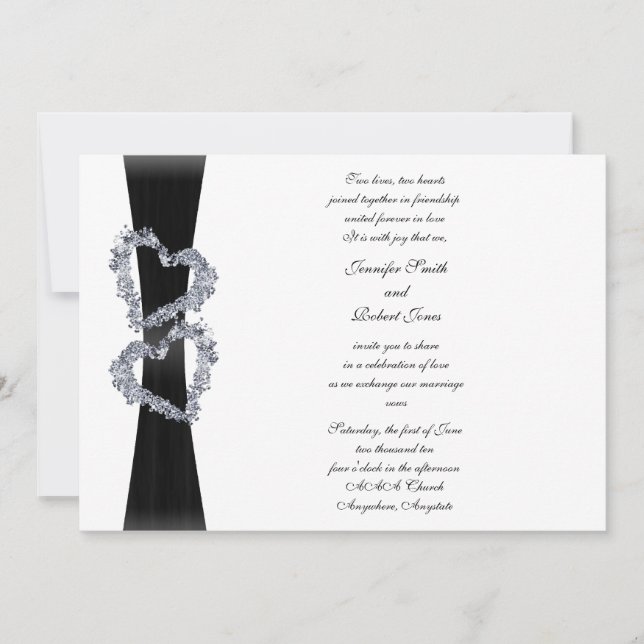 Cinta negra y invitación a casar con diamantes (Anverso)